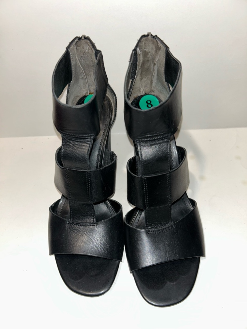 Franco Sarto Black Leather Strappy Heels